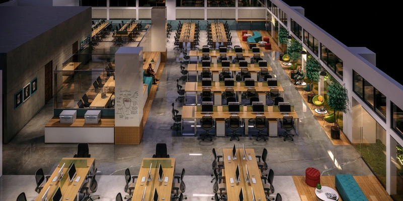 Corporate workstation fit-out by Rzian Infrastructures