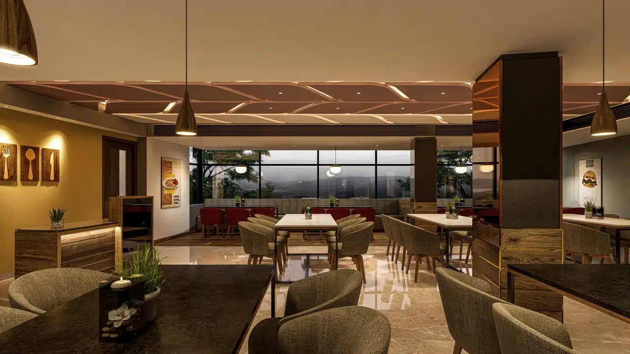 Amigos star hotel restaurant interior, Trivandrum, designed and built by Rzianz Infrastructures
