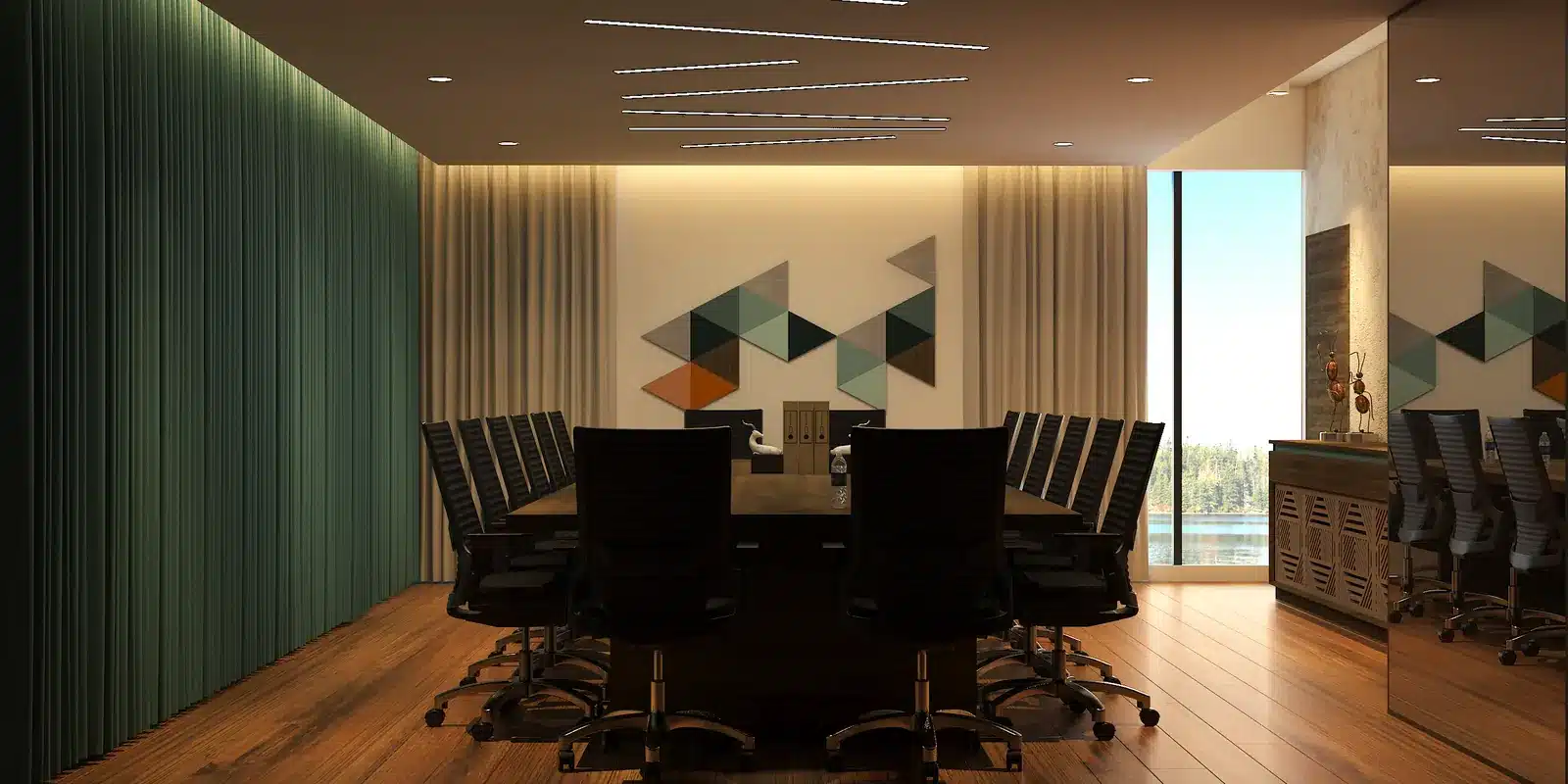 Office conference room interior, Kerala, designed and built by Rzianz Infrastructures