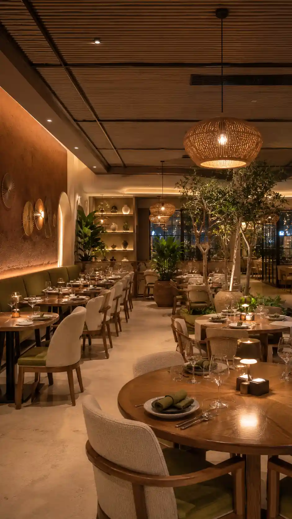 Fine dining restaurant interior, Trivandrum, designed and built by Rzianz Infrastructures